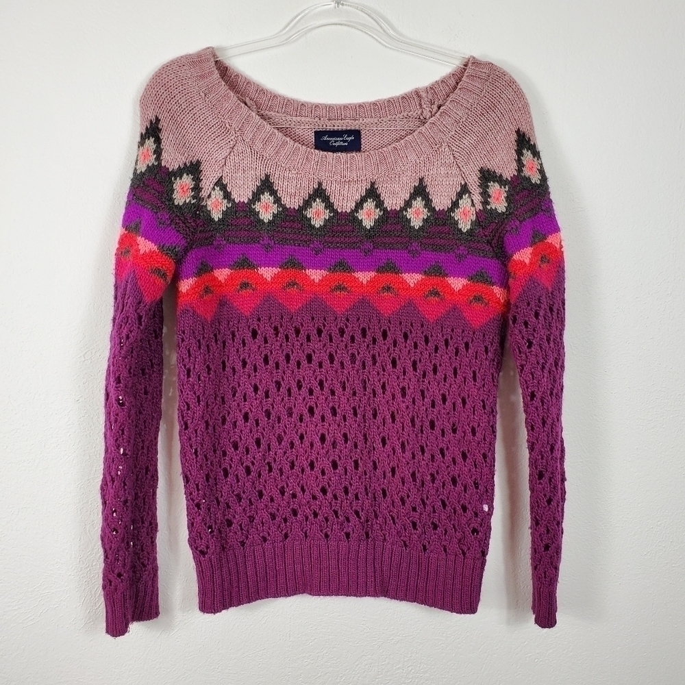 AMERICAN EAGLE OUTFITTERS OPEN KNIT SWEATER